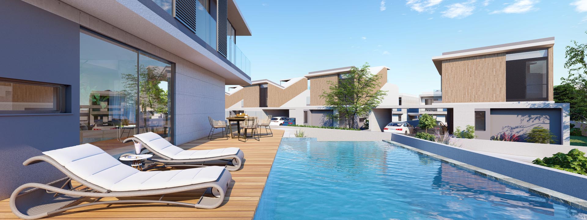 Pelagos Votsalo exterior visualisation - pool view side